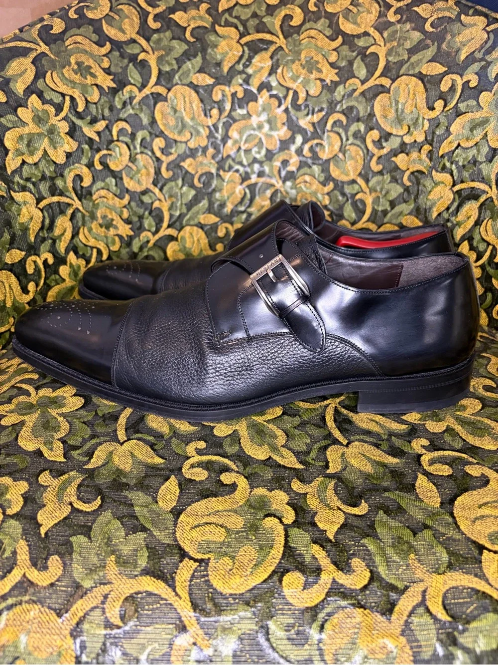 Men's Mezlan Black Leather Monk Strap Dress Shoes